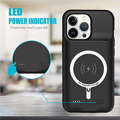 Battery Case for iPhone 13 Pro Max, Full Encircle 12000mAh High Capacity Rechargeable Portable Charger Case Extended Battery Compatible with iPhone 13 Pro Max (6.7 inch) Wireless Charging Case-Black - size: iPhone 13 Pro Max