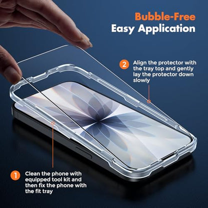 UNBREAKcable for iPhone 17 Screen Protector, 3-Pack Full Coverage Tempered Glass Screen [Military Grade Shatterproof] [9H Hardness] [Bubble Free] [Easy Installation] [99.99% HD Clear] for iPhone 17 - size: iPhone 17