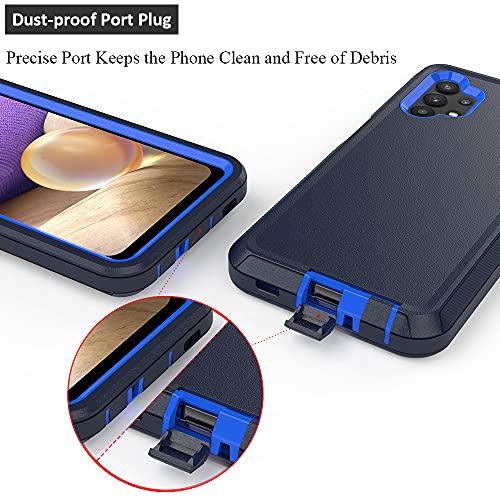 TENCO Compatible with Samsung Galaxy A32 5G Case,with Screen Protectors,Heavy Duty Rugged Shockproof Full Body Protection Kickstand Case Belt Clip Holster for 5G(Blue) SM-A326B, SM-A326B/DS - color: Blue
