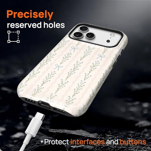 Magnetic for iPhone 17 Pro Max Case,[Compatible with Magsafe] Dual Layer Protective Heavy Duty Shockproof Rugged Drop Protection Bumper Hybrid Case - Blue Bow Stripes - color: Blue Bow Stripes, size: iPhone 17 Pro Max