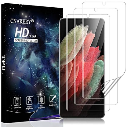 3 Pack Screen Protector for Samsung Galaxy S21 Ultra [Not Glass], Support Fingerprint Unlock Flexible TPU Film, Touch Sensitive, Anti-Scratch, Full Coverage - size: Samsung Galaxy S21 Ultra