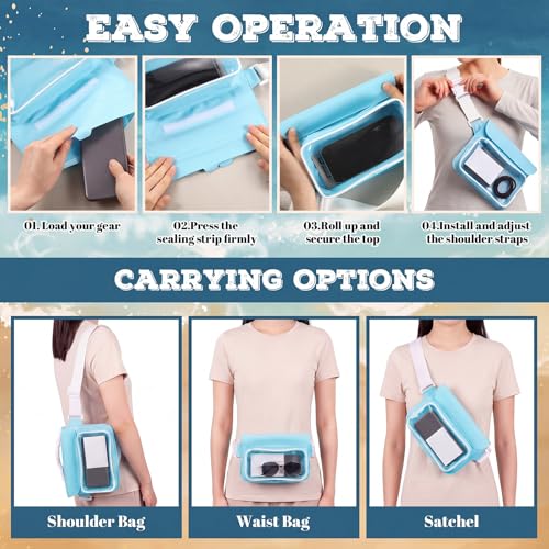 Ipx8 Waterproof Fanny Pack, 1 Pack Floating Waterproof Phone Pouch Touchscreen Dry Bag with Adjustable Waist Strap for Beach, Swimming, Kayaking, Boating, Fits Phones up to 8.5"(Blue) - color: Blue