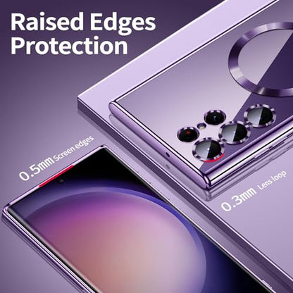 Hurgoer for Samsung Galaxy S23 Ultra Case（only）, Covers for s23u .Magnetic Glossy Slim Clear Luxury Soft Shockproof funda capa para for Galaxy S23 Ultra 6.8 inch .Compatible with MagSafe(Purple) - color: Purple