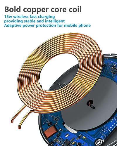 Wireless Charger for Samsung Galaxy S24/S24+S23/S23+/S22/S22+/S21/S20/S20+/S10/S9+/S9/S8/S8+/S7/Note10/Note9/Note8, 15W Wireless Charging Pad with USB-C for Samsung & iPhone Black(No AC Adapter)