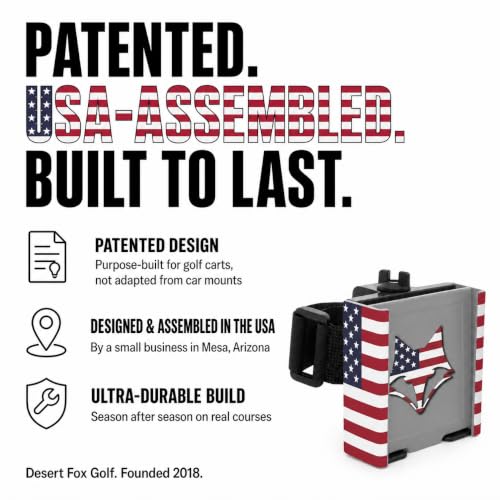 Strap Style Golf Cart Phone Holder, Golf Cart Phone Mount by Desert Fox - color: American Flag