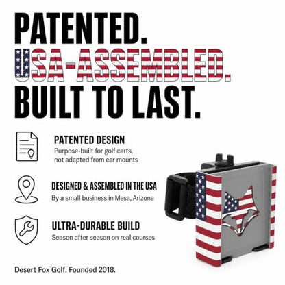 Strap Style Golf Cart Phone Holder, Golf Cart Phone Mount by Desert Fox - color: American Flag