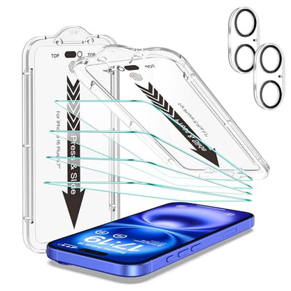 EZ-GLAZ-4+2 Pack for iPhone 16 Plus Screen Protector (6.7") HD Clear - size: iPhone 16 Plus