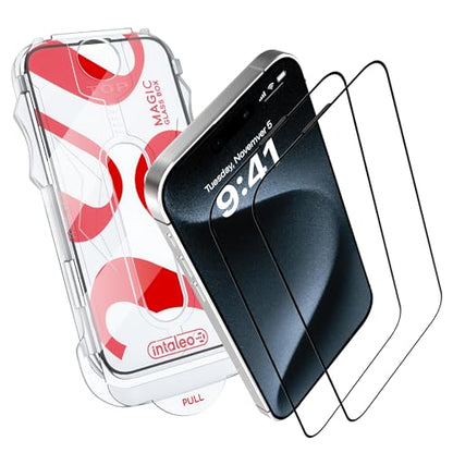 Tempered Glass Screen Protector for iPhone 15 Pro Max – Full Edge-to-Edge Protection 15 Pro Max Screen Protector with Applicator 9H Hardness Oleophobic Coating - Glass For Iphone 15Pro Max - size: for iPhone 15 ProMax