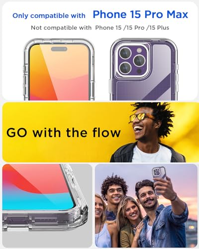 AICase Clear Case for iPhone 15 Pro Max,Heavy Duty Durable 3-Layer [Not Yellowing][Military Grade Drop Protection] Shockproof/DropProof Protective Cover for iPhone 15 ProMax Case - color: Clear