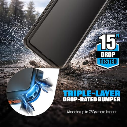 Encased Waterproof Case for Samsung Galaxy S26 with Belt Clip - Full Body Protective Cover with Built-in Screen Protector & Holster (Clear/Black) - size: S26