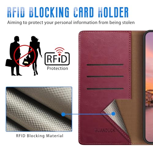 Wallet Case for Samsung Galaxy A16 5G, Wine Red | RFID-Blocking Card Holder, Kickstand, Magnetic Closure, PU Leather Folio Flip Cover, Protective Women Men Cases - color: Wine Red, size: SamsungGalaxy A16