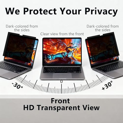 Magnetic Privacy Screen Protector Compatible with MacBook Air 13.6/13 Inch (2022-2025, M2, M3，M4), Hard Shell Case + Keyboard Cover + Screen Protector Crystal Clear Anti-Spy Anti Fingerprint - color: HH-13.6 CS
