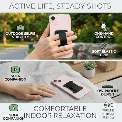 Universal Phone Grip for Smartphones - Phone Holder for Hand for Back of Phone - Wireless Charging Compatible - 2Pack (Black Brown) - color: Black Brown