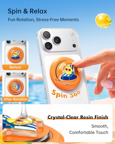 SYNCWIRE Magnetic Phone Ring Holder, for MagSafe Phone Grip Stand Kickstand - color: Mood-Sunset Orange