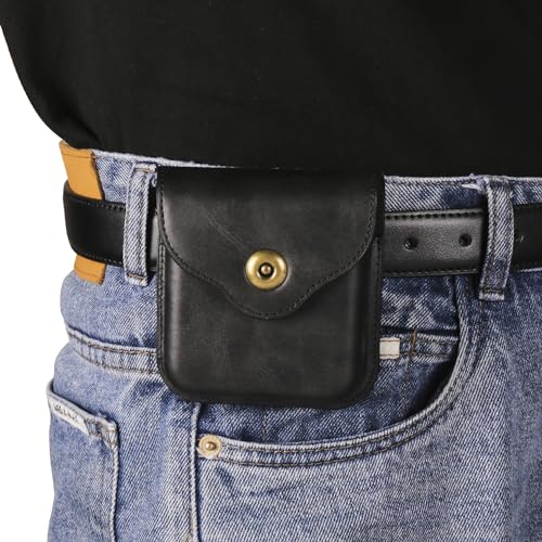 Cellphone Waist Bag with Card Holder Compatible with Samsung Galaxy Z Flip 6/Z Flip 5/Z Flip 4/Z Flip 3/Z Flip 4G 5G, Mens Leather Holster Case with Belt Clip Carrying Case Waist Bag for Cellphone - color: Black