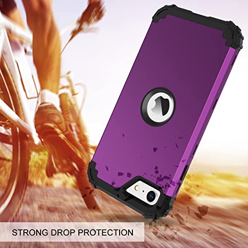 BENTOBEN for iPhone SE 2022 Phone Case and iPhone SE 2020 Case, Heavy Duty 3 in 1 Full Body Rugged Shockproof Hybrid Hard PC Soft Rubber Bumper Drop Protective Girls Women Cover, Deep Purple/Black - color: Black/Deep Purple