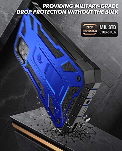 Poetic Spartan Case for Samsung Galaxy A72, Built-in Screen Protector Work with Fingerprint ID, Full Body Rugged Shockproof Protective Cover Case with Kickstand, Metallic Cobalt Blue - color: Metallic Cobalt Blue