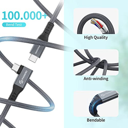 Cable Compatible with Thunderbolt 4 Cable 1ft, Right Angle USB4 Cable, with 40Gbps Data Transfer, PD100W Charging, Nylon Braided USB C Cable, Single 8K or Dual 4K Display, for MacBook Pro/Air