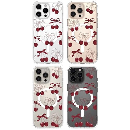 IAIYOXI Clear Case for iPhone 16 Pro, [Crystal Clear Military-Grade Drop Protection], Non-Yellowing, Slim Lightweight Transparent TPU Bumper Phone Case Cover Design - Magnet Cherry - color: Magnet Cherry, size: iPhone 16 Pro