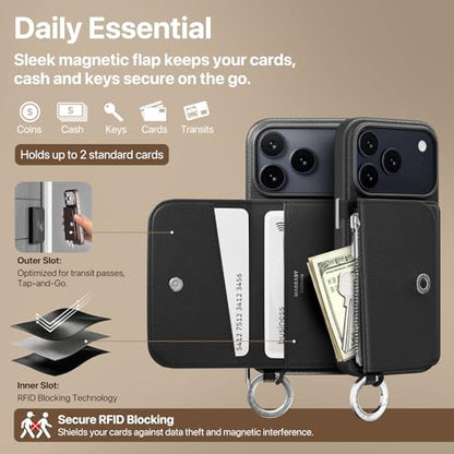 MAGEASY Pouch MagSafe Crossbody Wallet Phone Case for iPhone 18 Pro & 17 Pro, Removable Magnetic Wallet with Strap Adjustable, Shockproof Protection Purse Case, RFID Blocking (Silver) - color: Silver, size: iPhone 17/18 Pro