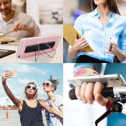Elastic Phone Grip Holder Strap with Metal Frame – Slim Anti-Slip Finger Strap for Smartphones, Universal Adhesive Phone Hand Holder Compatible with iPhone, Samsung, Android