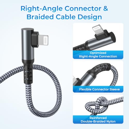Elebase for iPhone 14 Car Charging Cable with USB Adapter 6.6FT - color: Angled-Gray, size: 6.6 FT