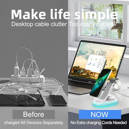 2026 New Fast 15W 3 in 1 Charging Station for iPhone Compatible Magnetic