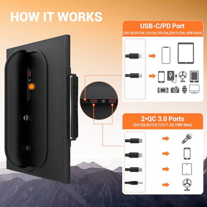 100W Portable Foldable Solar Panel Charger 24V MC4 DC USB-C USB-A - size: 100W