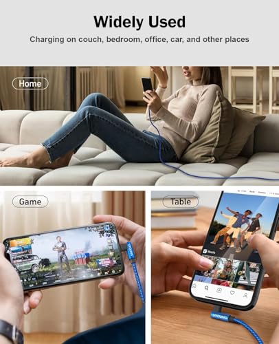 90 Degree iPhone Charger [Apple MFi Certified] Lightning Cable 6 FT, 2 Pack - color: Blue, size: 6FT