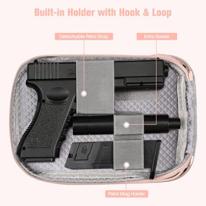 FINPAC Concealed Carry Gun Pouch, Soft Pistol Case Fanny Pack Firearm Bag | Pistol Bag Waist Belt with Holster for Handgun, Air Gun, Men, Women - color: Rose Gold - Standard Size