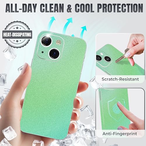 2Pcs Skin Wrap Compatible for iPhone 14 – Slim Decal Vinyl Protective Film for Sides & Back – Sleek Fit, Premium Look – Compatible with All iPhone 14 Cases - Glossy Warm Mint - color: Glossy Warm Mint