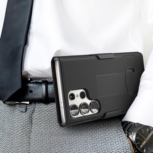 Encased DuraClip Designed for Samsung Galaxy S24 Ultra Belt Clip Case with Phone Holster and Kickstand (Black) - size: S24 Ultra