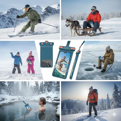 wellhouse 3D Waterproof Phone Pouch with Lanyard,Premium TPU100FT Deep Waterproof Phone Case for iPhone 17 16 15 14 13 12 Pro Max XS Samsung,Snorkeling, Surfing, Kayaking,Skiing,Hot Springs - color: 1 Pack - Blue7.0"
