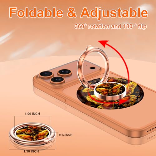 Magnetic Phone Ring Holder for MagSafe Grip,[Super Magnet],Stylish 360° Rotation Cell Phone Grip Stand Finger Ring Kickstand for iPhone 17 16 15 14 Pro Max,iPad and Smartphones,Black - color: Black