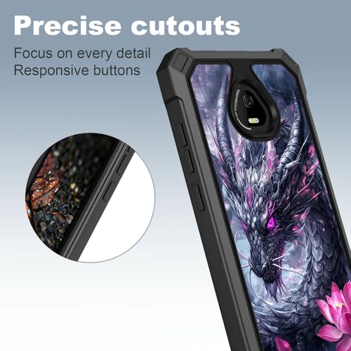 for Schok Volt Sv67q Sv67332 Case with Screen Protector, Military Grade Drop Protection, Dual Layer Hybrid Shockproof Protection TPU Phone Case for Schok Volt Sv67q, Dragon and Lotus - color: Dragon and Lotus