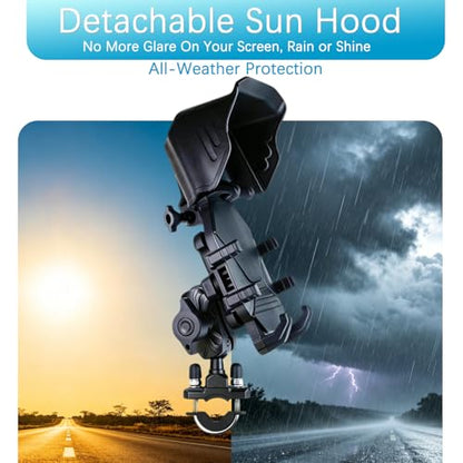 Motorcycle Phone Mount with Rain Cover & Vibration Dampening