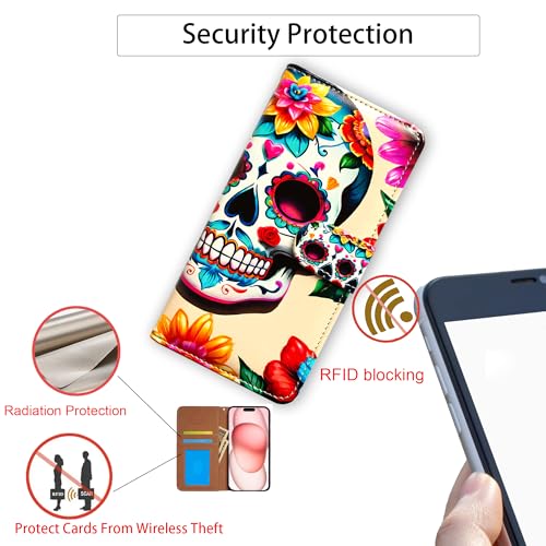 RFID Safe Case for iPhone 15 Pro Max,RFID Blocking,Yellow Sunflower Butterfly Leather Flip Phone Case Wallet Cover with Card Slot Holder Kickstand for iPhone 15 Pro Max - color: Yellow Sunflower Butterfly