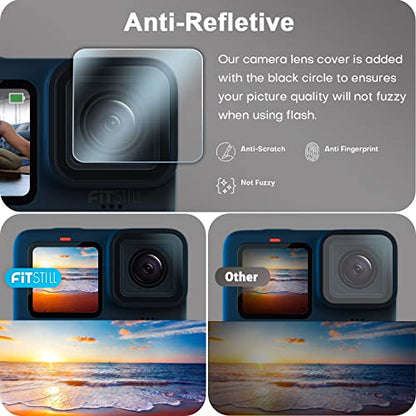 FiTSTILL Screen Protector[9 PCS] for Go Pro Hero 12/11/10/9 Black,Ultra Clear Tempered Glass Back Screen Protector + Tempered Glass Lens Protector + Front Screen Protector - 3 Packs + Lens Cover - size: For Go Pro hero 12/11/10/9 black