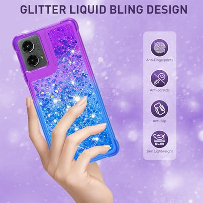 for Moto G Play 2024 Case with Screen Protector, Purple Blue - color: Purple Blue Color