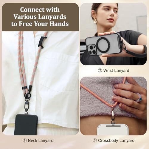 Dadanism Phone Tether Tab, 360° Rotatable Cell Phone Lanyard Patch Ultra-Thin Stainless Steel Universal Lanyard Pad for Phone Lanyard, Compatible with iPhone 16 & Most Smartphones, Black - color: Black, style: Style A - 1 Pack