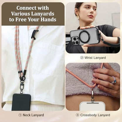 Dadanism 2 Pack Phone Tether Tab, 360° Rotatable Cell Phone Lanyard Patch Ultra-Thin Stainless Steel Universal Lanyard Pad for Phone Lanyard, Compatible with iPhone 16 & Most Smartphones, Black - color: Black, style: Style A - 2 Pack