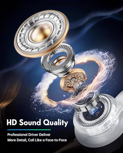 Wireless Headset for Work, HD Sound Bluetooth Headphones with Mic - color: White