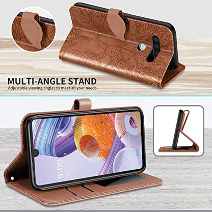 LG Stylo 6 Wallet Case with Card Holder/Slot,PU Leather Flip Folio Shell [Magnetic Closure][Wrist Strap][Kickstand] Shockproof Cover Fit LG Stylo 6(6.8''),Brown - color: Brown, size: LG Stylo 6