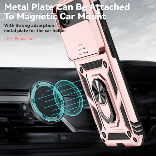 for iPhone Air Case, with Slide Camera Cover HD Screen Protector [Military Grade 16ft. Drop Tested] Ring Holder Kickstand Protective Phone Case for Apple iPhone Air 2025, Rose Gold - color: Rose Gold w/ Slide Camera 2nd gen. Military Grade