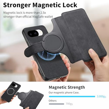 2 in 1 Wallet Case for Google Pixel 10a CMG Black | PU Leather Magnetic Flip Folio Case with RFID Blocking Card Holder, Credit Card Slots Kickstand, Shockproof Protective Cover - color: Black, size: Google Pixel 10a