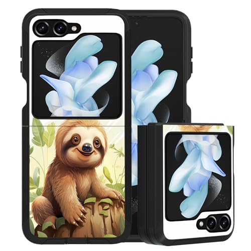 for Samsung Galaxy Z Flip 5 Case, Heavy Duty Dual Layer Hybrid Military Grade Shockproof Drop Folding Protective Cover for Samsung Galaxy Z Flip 5 5G 2023, Cute Sloth - color: Cute Sloth