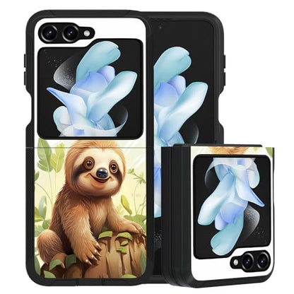 for Samsung Galaxy Z Flip 5 Case, Heavy Duty Dual Layer Hybrid Military Grade Shockproof Drop Folding Protective Cover for Samsung Galaxy Z Flip 5 5G 2023, Cute Sloth - color: Cute Sloth