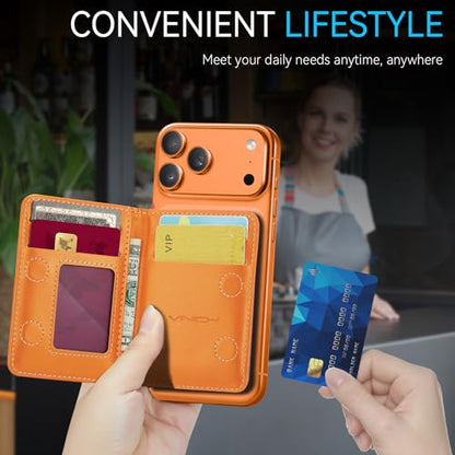 Vinich for MagSafe Wallet Magnetic RFID Blocking Card Holder, Orange - color: Orange