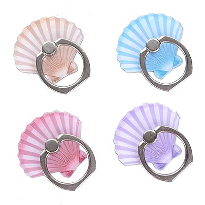 4PACK Cute Phone Ring Holder Grip, Funny Mermaid Sea Shell Conch 360 Rotation Cellphone Stand Finger Mount Kickstand (Shell) - color: Shell