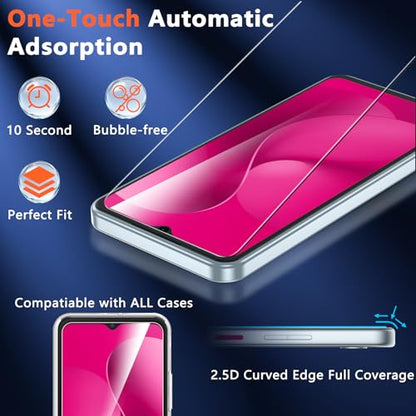 3 Pack for T-Mobile Revvl 8 5G Screen Protector Tempered Glass, HD Clear, Bubble Free, Anti-Scratch, Tempered Glass Protective Film for REVVL 8, Full Coverage, Case Friendly - size: T-MOBILE REVVL 8 6.6inch